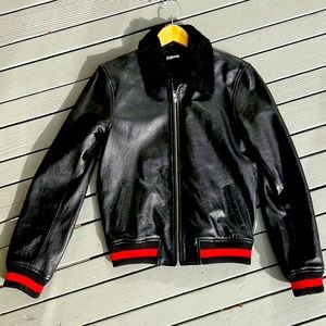 Reformation black leather bomber jacket size M
